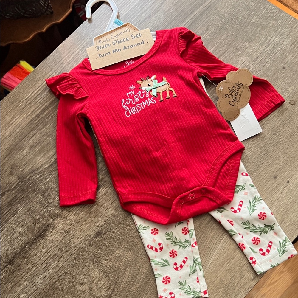 Baby Essentials Red and White Christmas Matching Set